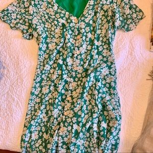 Lulus green floral button up dress